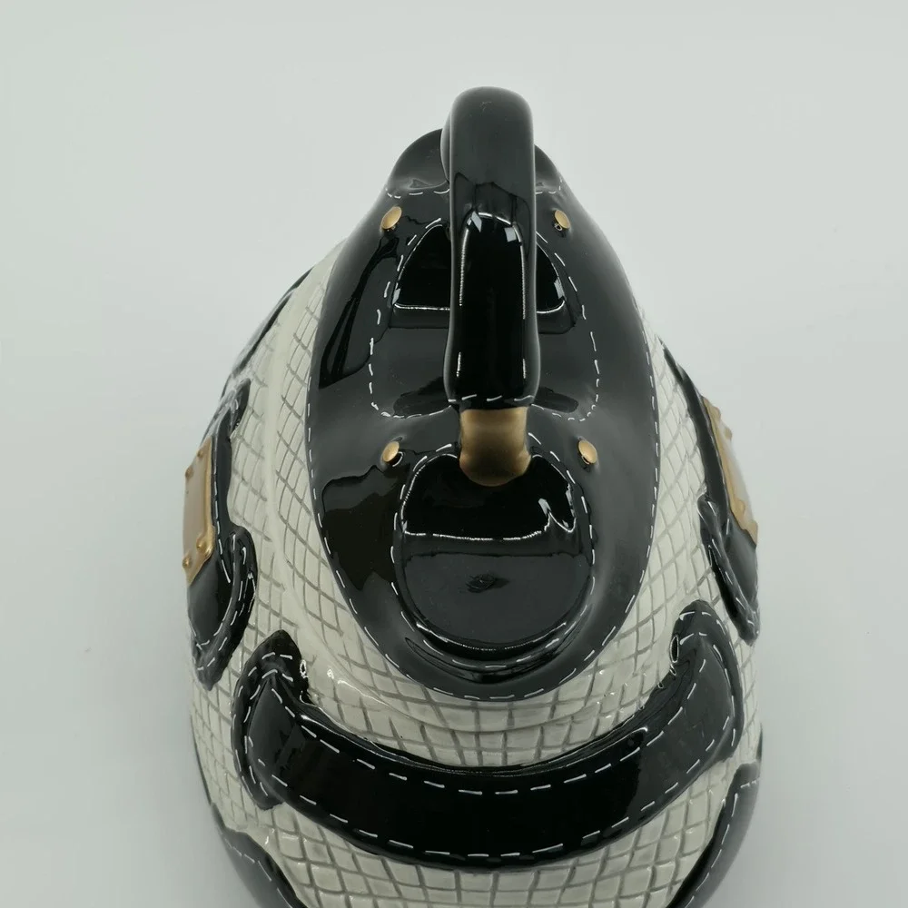 David's Cookies Purse Cookie Jar #BL-4814 Candy Trinket Black/White/Gold New
